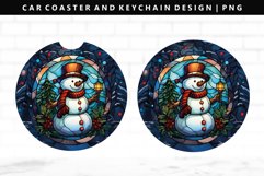 Snowman Keychain And Car Coaster Sublimation Design Product Image 1