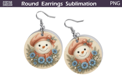 Snowman Floral Round Earrings | Christmas Earrings Product Image 1