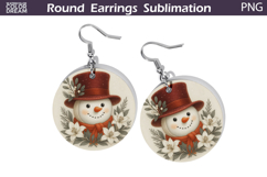 Snowman Floral Round Earrings | Christmas Earrings Product Image 1