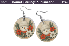 Snowman Floral Round Earrings | Christmas Earrings Product Image 1