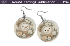 Snowman Floral Round Earrings | Christmas Earrings Product Image 1