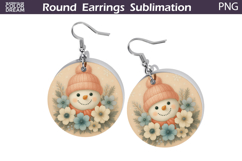 Snowman Floral Round Earrings | Christmas Earrings Product Image 1