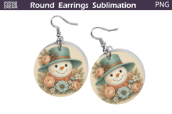 Snowman Floral Round Earrings | Christmas Earrings Product Image 1