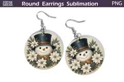 Snowman Floral Round Earrings | Christmas Earrings Product Image 1