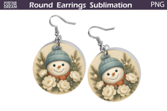 Snowman Floral Round Earrings | Christmas Earrings Product Image 1