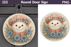 Christmas Round Sign | Snowman Floral Sublimation Product Image 1