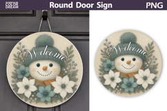 Christmas Round Sign | Snowman Floral Sublimation Product Image 1