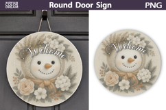 Christmas Round Sign | Snowman Floral Sublimation Product Image 1
