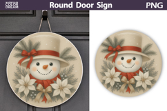 Christmas Round Sign | Snowman Floral Sublimation Product Image 1