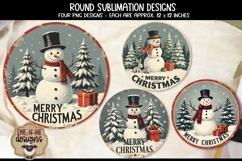 Vintage Snowman Round Sublimation Designs | Four Round PNGs Product Image 1