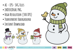 Festive scrapbook snowman clipart collection for seasonal paper crafting projects