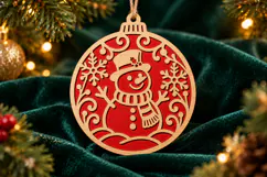 Snowman Snowflake Ornament SVG, Laser Cut Glowforge File Product Image 1