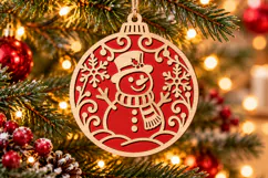 Snowman Snowflake Ornament SVG, Laser Cut Glowforge File Product Image 2