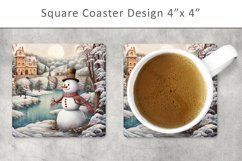 Christmas Snowman Square Coaster, kitchen decor Product Image 1