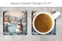 Christmas Square Coaster, snowman card Product Image 1