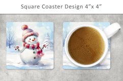Snowman Square Coaster, winter coaster Product Image 1