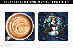 Snowman Square Coaster Design | Square Coaster Sublimation Product Image 1