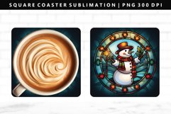 Snowman Square Coaster Design | Square Coaster Sublimation Product Image 1