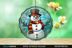 Stained Glass Snowman Wind Spinner Sublimation Design PNG Product Image 1