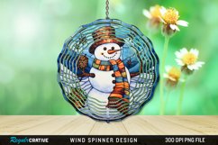 Stained Glass Snowman Wind Spinner Sublimation Design PNG Product Image 1