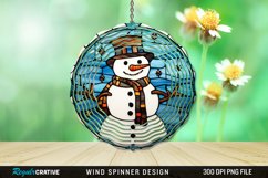 Stained Glass Snowman Wind Spinner Sublimation Design PNG Product Image 1