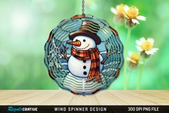 Stained Glass Snowman Wind Spinner Sublimation Design PNG Product Image 1