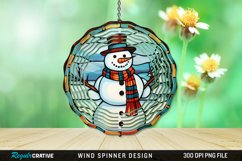 Stained Glass Snowman Wind Spinner Sublimation Design PNG Product Image 1