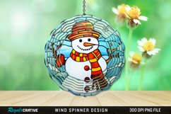 Stained Glass Snowman Wind Spinner Sublimation Design PNG Product Image 1
