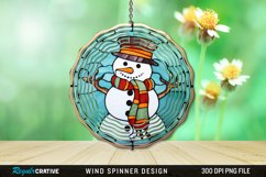 Stained Glass Snowman Wind Spinner Sublimation Design PNG Product Image 1