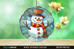 Stained Glass Snowman Wind Spinner Sublimation Design PNG Product Image 1