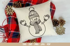 Snowman SVG Design with Mittens, Scarf and Hat for T-shirts, Mugs, Pillows, Christmas Home Decor. This Winter Design is Compatible with Cricut and Silhouette