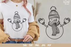 Snowman SVG Design with Mittens, Scarf and Hat for T-shirts, Mugs, Pillows, Christmas Home Decor. This Winter Design is Compatible with Cricut and Silhouette