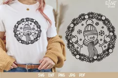 Snowman SVG Design with Snowflakes, Mittens, Scarf and Hat for T-shirts, Mugs, Pillows, Christmas Home Decor