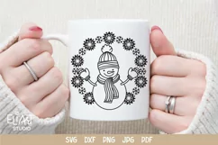 Snowman SVG Design with Mittens, Scarf and Hat for T-shirts, Mugs, Pillows, Christmas Home Decor. This Winter Design is Compatible with Cricut and Silhouette
