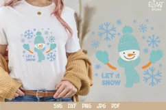Snowman SVG Design with Snowflakes for T-shirts, Mugs, Pillows, Christmas Home Decor. This Winter Design is Compatible with Cricut and Silhouette Cutting Machines