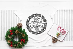 Snowman SVG Design with Snowflakes, Mittens, Scarf and Hat for T-shirts, Mugs, Pillows, Christmas Home Decor