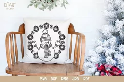 Snowman SVG Design with Mittens, Scarf and Hat for T-shirts, Mugs, Pillows, Christmas Home Decor. This Winter Design is Compatible with Cricut and Silhouette