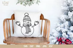 Snowman SVG Design with Mittens, Scarf and Hat for T-shirts, Mugs, Pillows, Christmas Home Decor. This Winter Design is Compatible with Cricut and Silhouette
