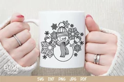 Snowman SVG Design with Mittens, Scarf and Hat for T-shirts, Mugs, Pillows, Christmas Home Decor. This Winter Design is Compatible with Cricut and Silhouette Cutting Machines