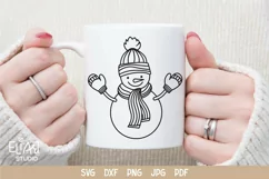 Snowman SVG Design with Mittens, Scarf and Hat for T-shirts, Mugs, Pillows, Christmas Home Decor. This Winter Design is Compatible with Cricut and Silhouette