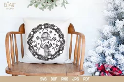 Snowman SVG Design with Snowflakes, Mittens, Scarf and Hat for T-shirts, Mugs, Pillows, Christmas Home Decor