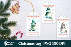 Christmas snowman tag printable PNG | Christmas gift tag PNG