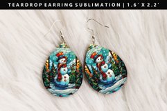 Snowman Teardrop Earring Sublimation PNG Design Product Image 1