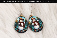 Snowman Teardrop Earring Sublimation PNG Design Product Image 1
