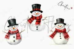 Watercolor Snowman with Top Hat | Christmas PNG Product Image 3
