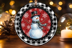 Snowman Top Hat Buffalo Plaid Ornament Product Image 2