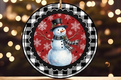 Snowman Top Hat Buffalo Plaid Ornament Product Image 1