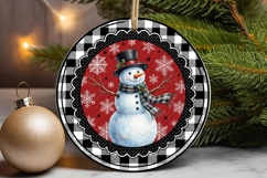 Snowman Top Hat Buffalo Plaid Ornament Product Image 3