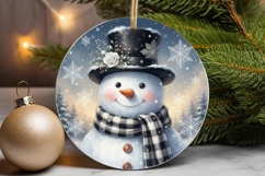 Snowman Top Hat White Rose Ornament Product Image 1