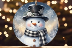 Snowman Top Hat White Rose Ornament Product Image 3